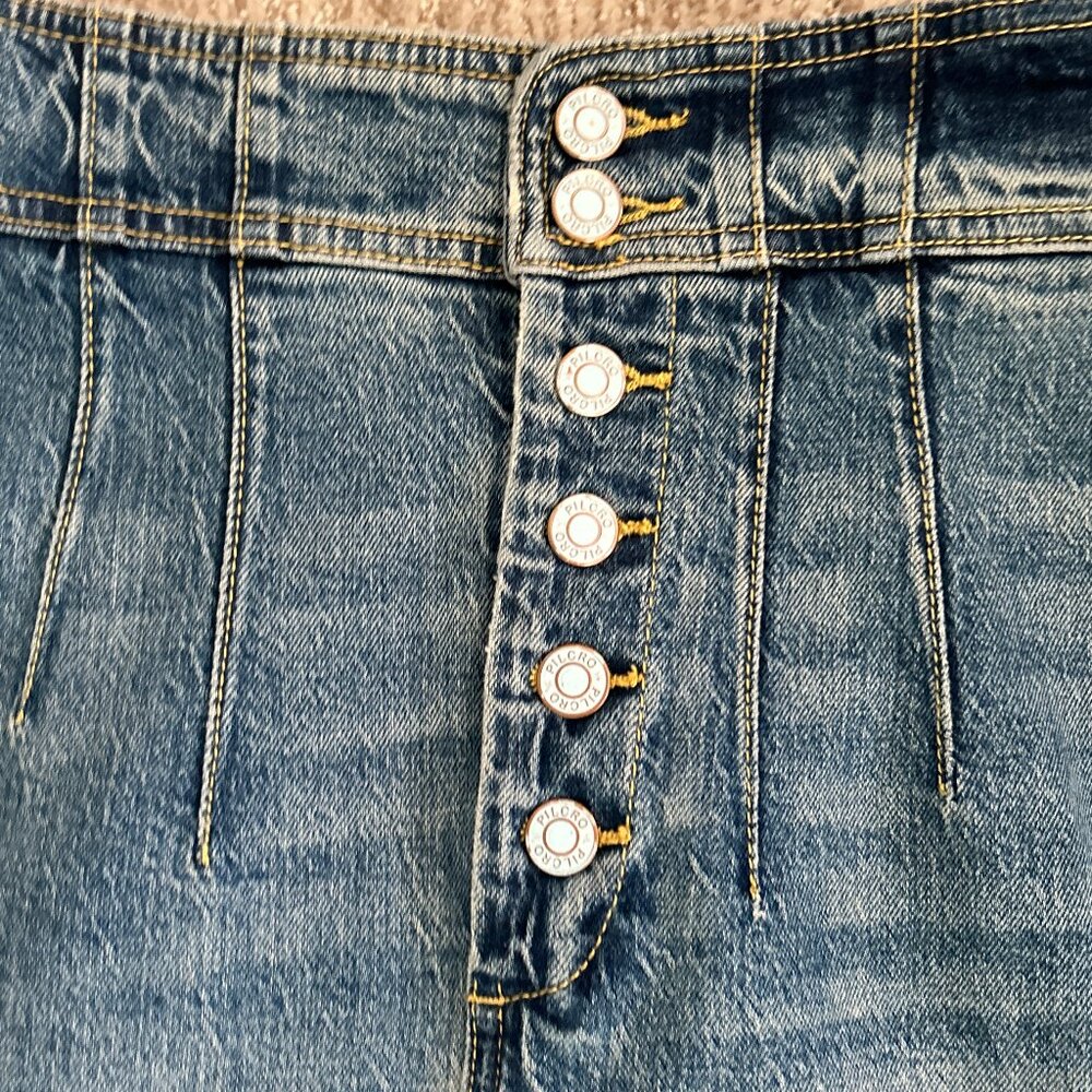 High-Rise Dark Blue Denim Midi Skirt - Unbranded - Picture 4 of 9